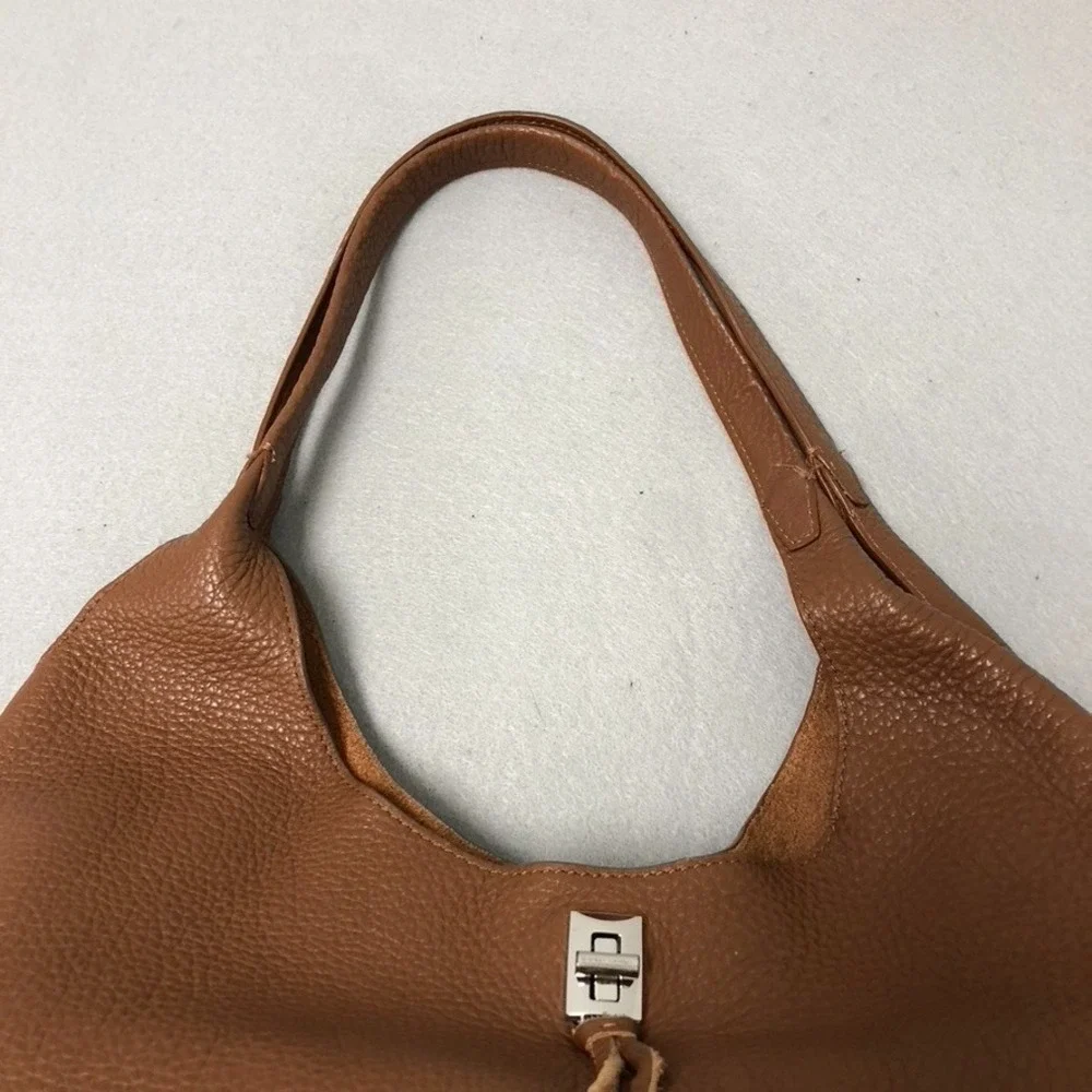 Rebecca Minkoff Darren Signature Carryall Hobo Bag Large Brown Pebbled Leather